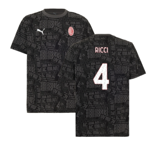 2025-2026 AC Milan ftblCulture Tee AOP (Black) (Ricci 4)