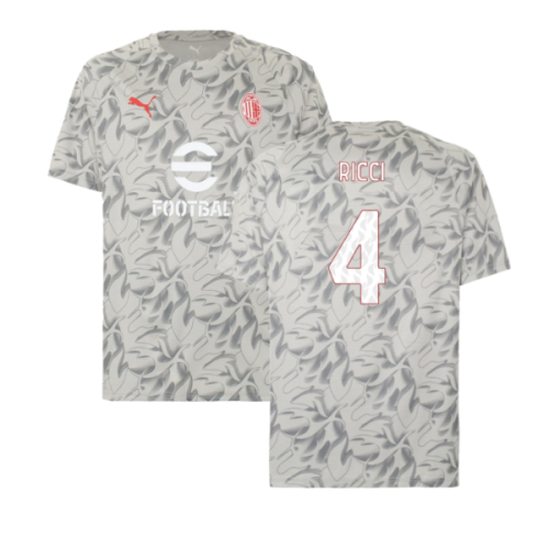 2025-2026 AC Milan Warm Up Jersey (Smokey Gray) (Ricci 4)