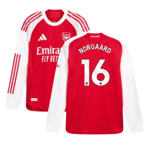 2025-2026 Arsenal Authentic Long Sleeve Home Shirt (Norgaard 16)