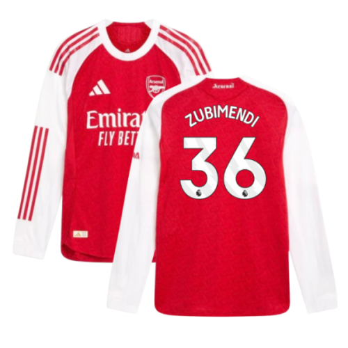 2025-2026 Arsenal Authentic Long Sleeve Home Shirt (Zubimendi 36)