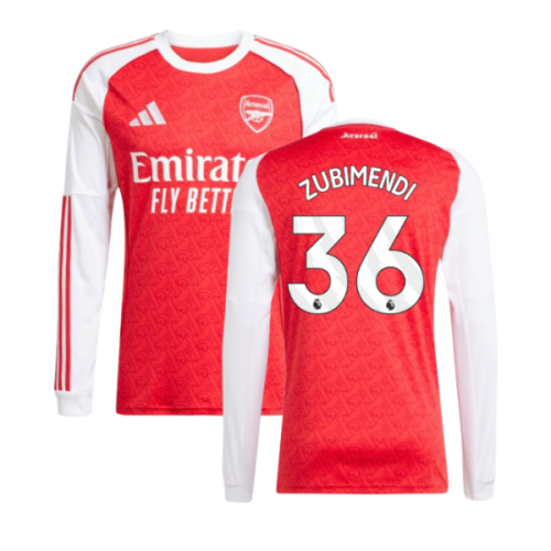 2025-2026 Arsenal Long Sleeve Home Shirt (Zubimendi 36)