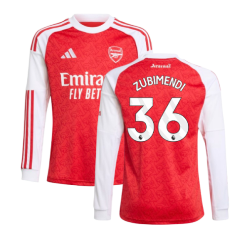 2025-2026 Arsenal Long Sleeve Home Shirt (Kids) (Zubimendi 36)