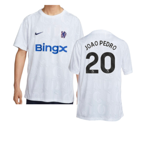 2025-2026 Chelsea Academy Pro Pre-Match Football Top (White) (Joao Pedro 20)