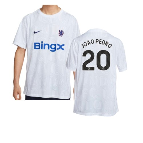 2025-2026 Chelsea Academy Pro Pre-Match Football Top (White) (Joao Pedro 20)