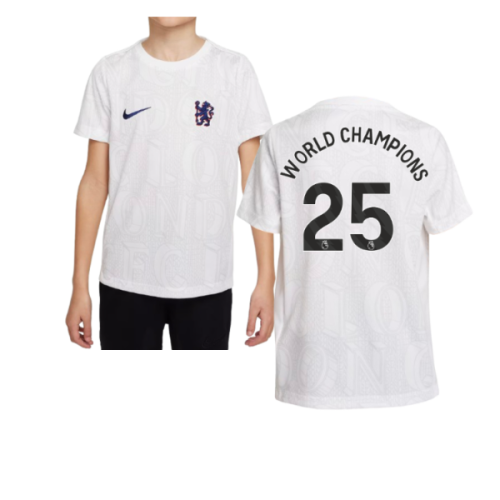 2025-2026 Chelsea Pre-Match Shirt (White) - Kids (World Champions 25)