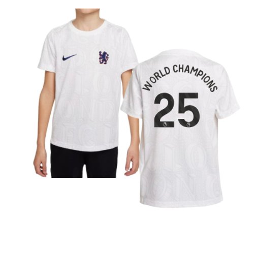 2025-2026 Chelsea Pre-Match Shirt (White) - Kids (World Champions 25)