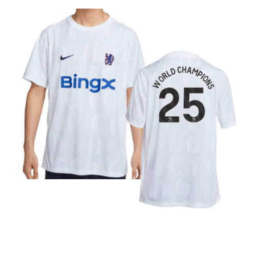 2025-2026 Chelsea Academy Pro Pre-Match Football Top (White) (World Champions 25)