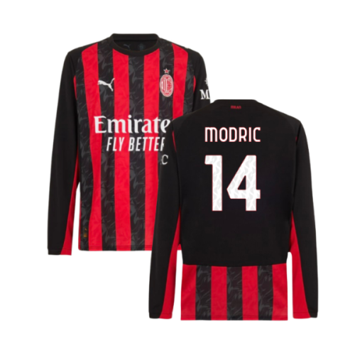 2025-2026 AC Milan Long Sleeve Home Shirt (Modric 14)