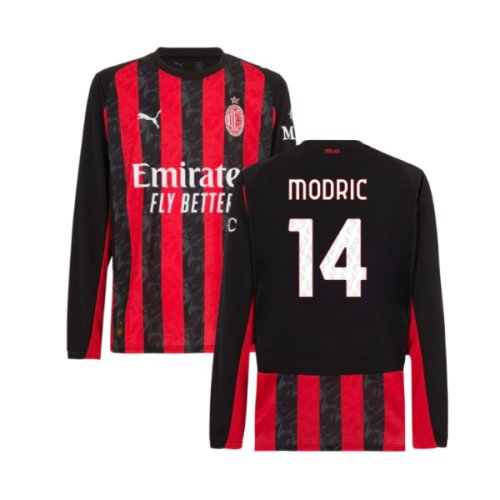 2025-2026 AC Milan Long Sleeve Home Shirt (Modric 14)