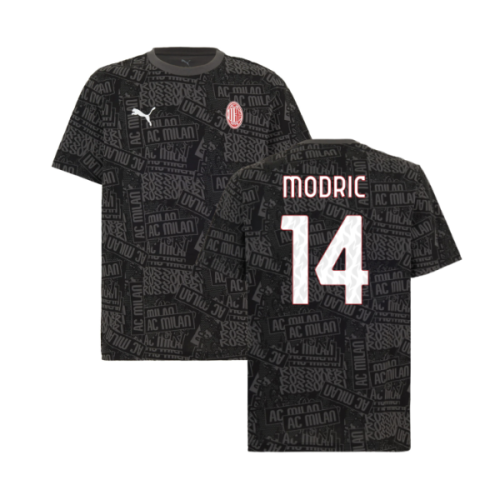 2025-2026 AC Milan ftblCulture Tee AOP (Black) (Modric 14)
