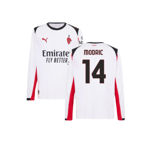 2025-2026 AC Milan Long Sleeve Away Shirt (Modric 14)