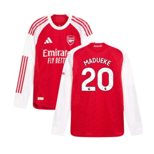 2025-2026 Arsenal Authentic Long Sleeve Home Shirt (Madueke 20)
