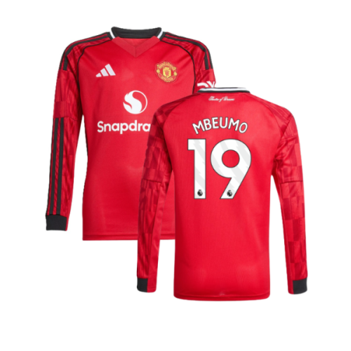 2025-2026 Man Utd Long Sleeve Home Shirt (Kids) (Mbeumo 19)