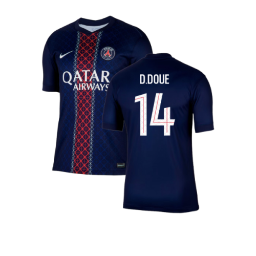 2025-2026 PSG Paris Saint Germain Home Shirt (D.Doue 14)
