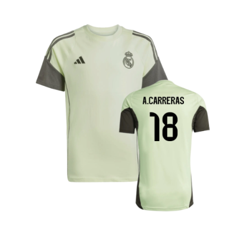 2025-2026 Real Madrid Training Tee (Almost Lime) - Kids (A.Carreras 18)