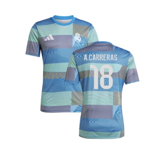 2025-2026 Real Madrid Pre-Match Shirt (Blue) (A.Carreras 18)