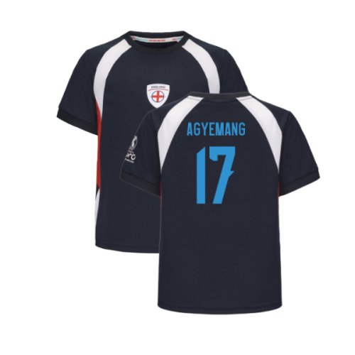 2025 England WEC Poly T-Shirt (Navy) - Kids (AGYEMANG 17)