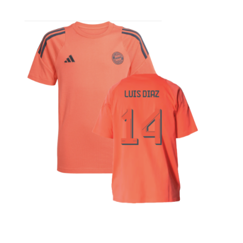 2025-2026 Bayern Munich Training Tee (Easy Coral) - Kids (Luis Diaz 14)