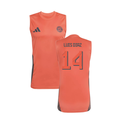 2025-2026 Bayern Munich Sleeveless Jersey (Easy Coral) (Luis Diaz 14)