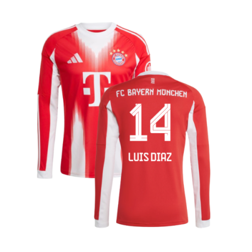 2025-2026 Bayern Munich Long Sleeve Home Shirt (Luis Diaz 14)