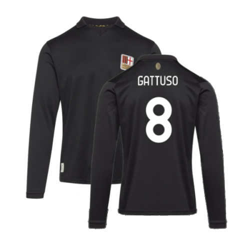 AC Milan 125th Authentic Shirt LS (Black) (Gattuso 8)