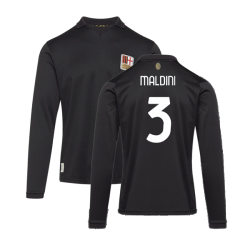 AC Milan 125th Authentic Shirt LS (Black) (Maldini 3)