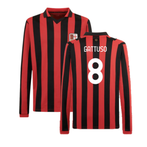 AC Milan 125th Authentic Shirt LS (Black-Red) (Gattuso 8)