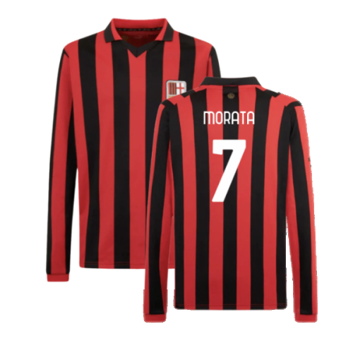 AC Milan 125th Authentic Shirt LS (Black-Red) (Morata 7)