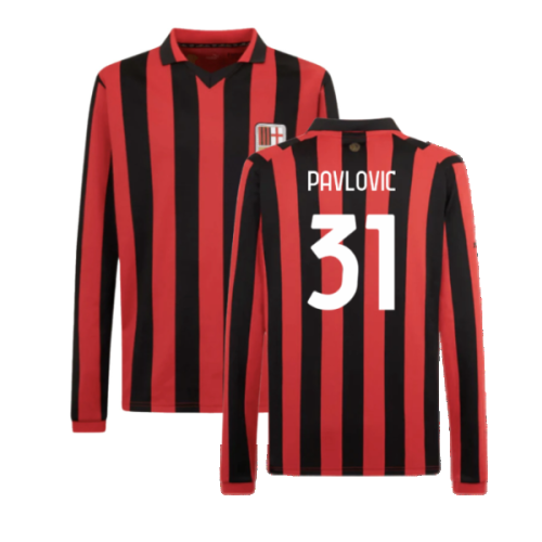 AC Milan 125th Authentic Shirt LS (Black-Red) (Pavlovic 31)