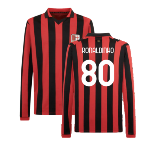 AC Milan 125th Authentic Shirt LS (Black-Red) (Ronaldinho 80)