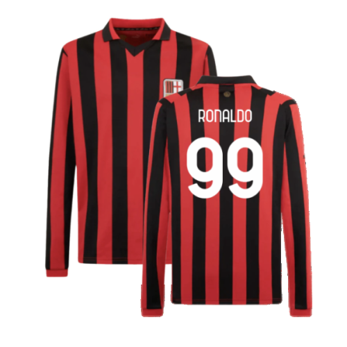 AC Milan 125th Authentic Shirt LS (Black-Red) (Ronaldo 99)