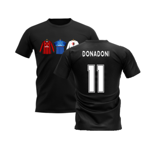 AC Milan 1995-1996 Retro Shirt T-shirt (Black) (Donadoni 11)