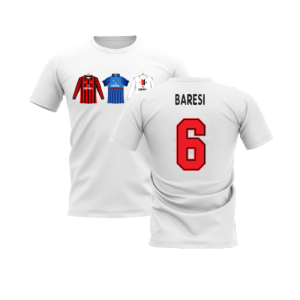 AC Milan 1995-1996 Retro Shirt T-shirt (White) (BARESI 6) AC Milan 1995-1996 Retro Shirt T-shirt (White) (BARESI 6)