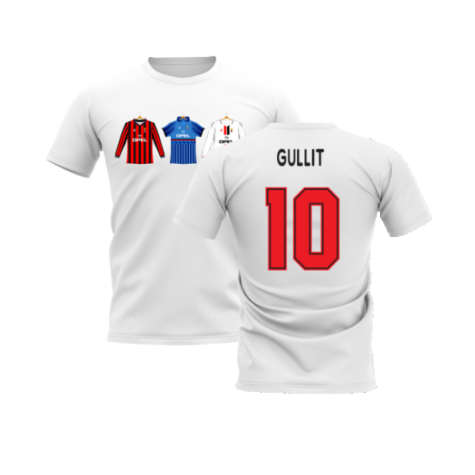 AC Milan 1995-1996 Retro Shirt T-shirt (White) (Gullit 10)