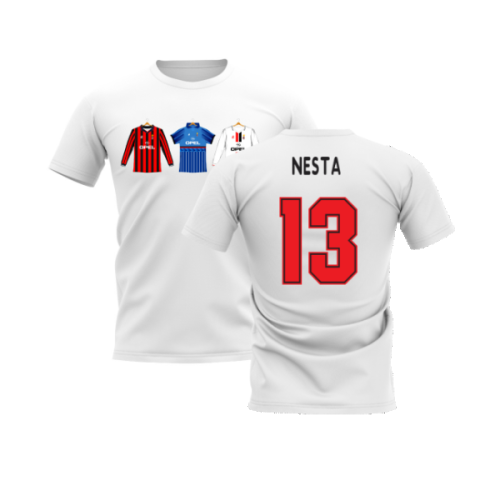 AC Milan 1995-1996 Retro Shirt T-shirt (White) (NESTA 13)