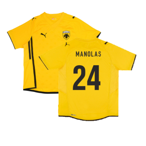 AEK Athens 2009-10 Home Shirt ((Excellent) XL) (Manolas 24)