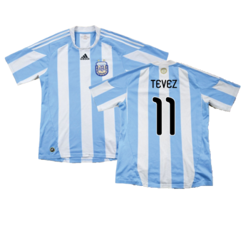 Argentina 2010-11 Home Shirt ((Excellent) XL) (Tevez 11)