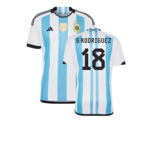 Argentina 2022 World Cup Winners Home Shirt (G RODRIGUEZ 18)