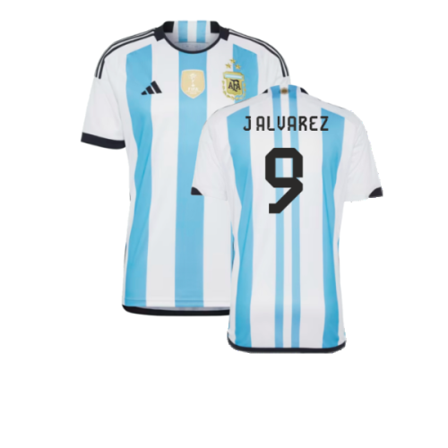 Argentina 2022 World Cup Winners Home Shirt (J ALVAREZ 9)