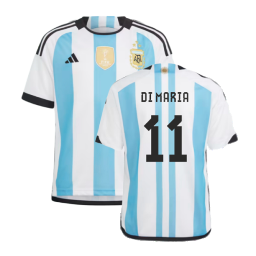 Argentina 2022 World Cup Winners Home Shirt - Kids (DI MARIA 11)