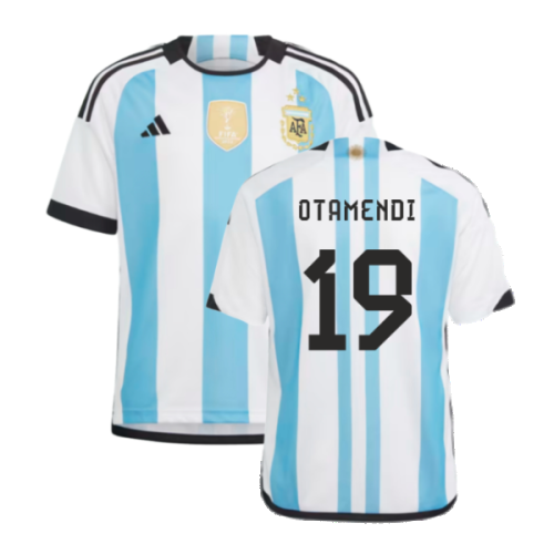 Argentina 2022 World Cup Winners Home Shirt - Kids (OTAMENDI 19)