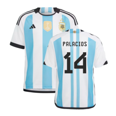 Argentina 2022 World Cup Winners Home Shirt - Kids (PALACIOS 14)