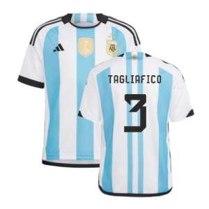 Argentina 2022 World Cup Winners Home Shirt - Kids (TAGLIAFICO 3) Argentina 2022 World Cup Winners Home Shirt - Kids (TAGLIAFICO 3)