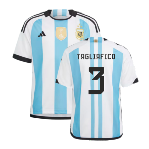 Argentina 2022 World Cup Winners Home Shirt - Kids (TAGLIAFICO 3)