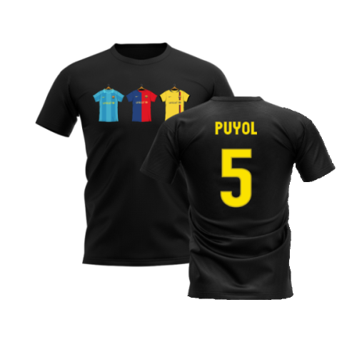 Barcelona 2008-2009 Retro Shirt T-shirt (Black) (Puyol 5)