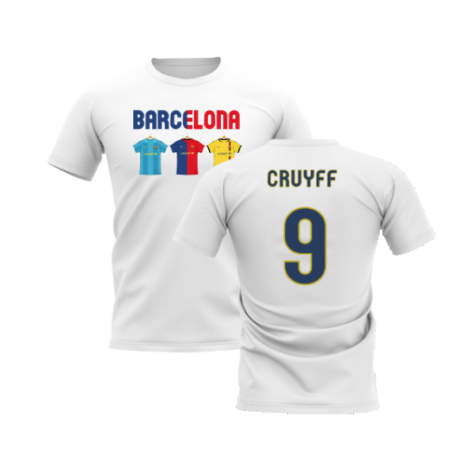 Barcelona 2008-2009 Retro Shirt T-shirt - Text (White) (CRUYFF 9)