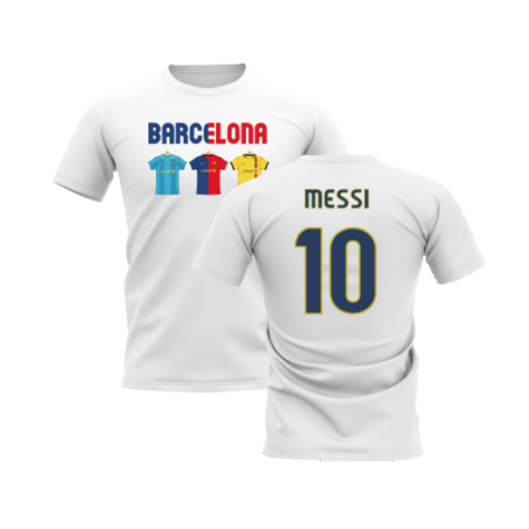 Barcelona 2008-2009 Retro Shirt T-shirt - Text (White) (Messi 10)