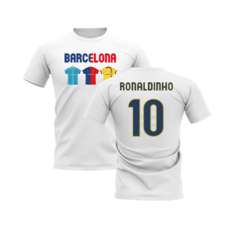 Barcelona 2008-2009 Retro Shirt T-shirt - Text (White) (RONALDINHO 10)