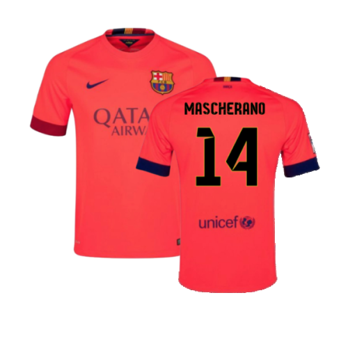 Barcelona 2014-15 Away Shirt ((Excellent) L) (Mascherano 14)
