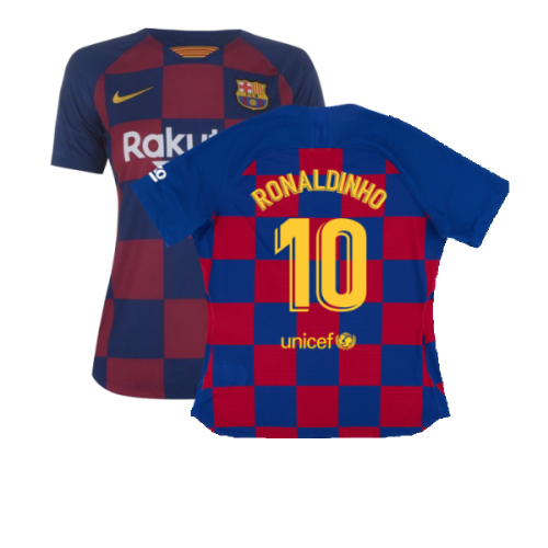 Barcelona 2019-20 Womens Home Shirt (Vaporkit) ((Excellent) S) (RONALDINHO 10)